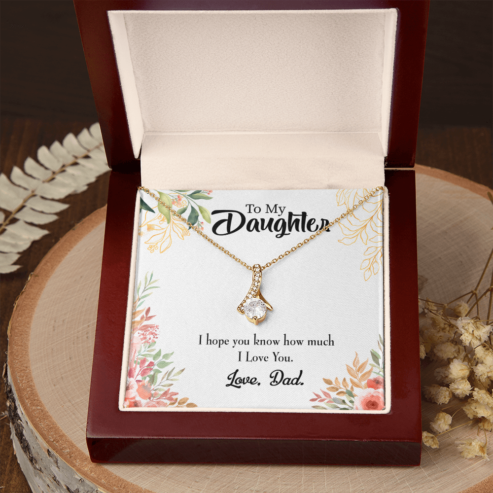 To My Daughter I Love You From Dad Alluring Ribbon Necklace Message Card-Express Your Love Gifts