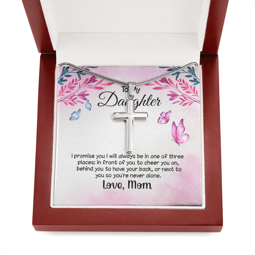 To My Daughter I Promise You Cross Card Necklace w Stainless Steel Pendant-Express Your Love Gifts
