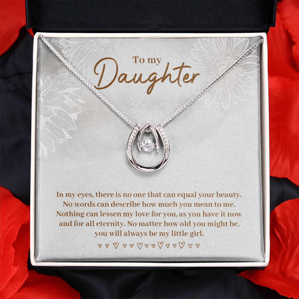 To My Daughter In My Eyes There is no One Lucky Horseshoe Necklace Message Card 14k w CZ Crystals-Express Your Love Gifts