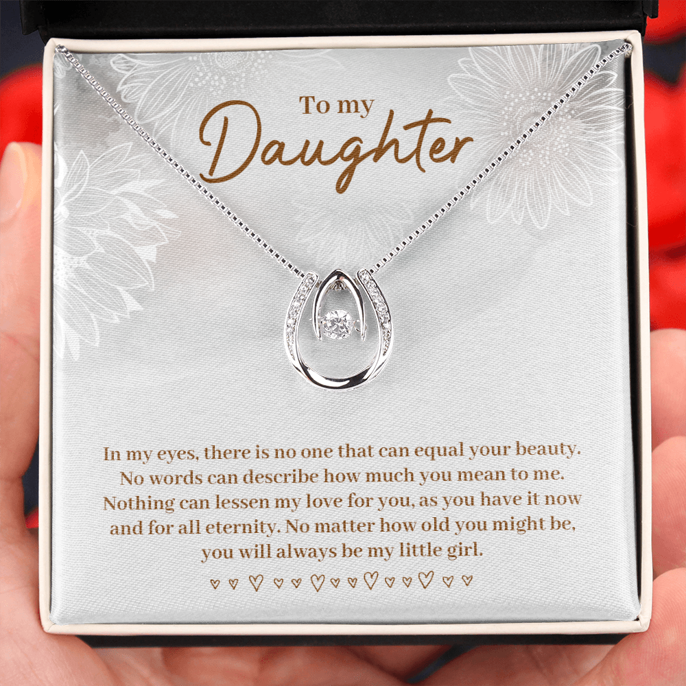 To My Daughter In My Eyes There is no One Lucky Horseshoe Necklace Message Card 14k w CZ Crystals-Express Your Love Gifts