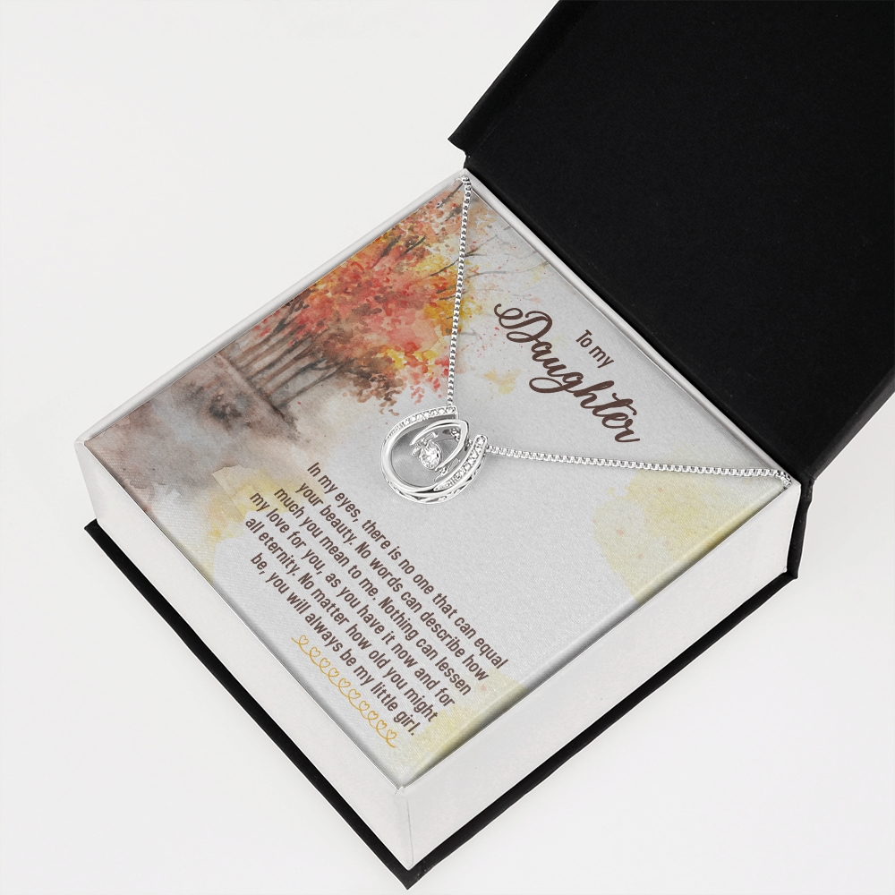 To My Daughter In-my-eyes-there-is-no-one2 Lucky Horseshoe Necklace Message Card 14k w CZ Crystals-Express Your Love Gifts