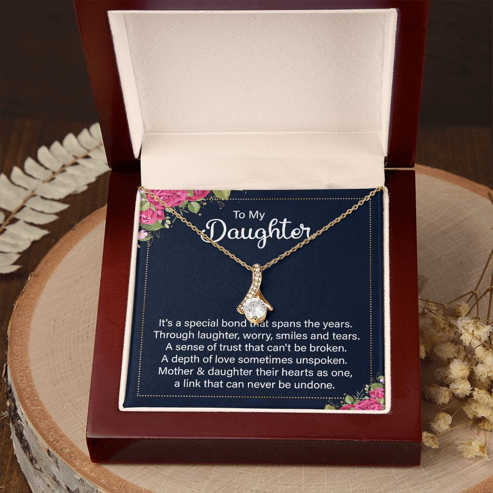 To My Daughter It's a Special Bond Alluring Ribbon Necklace Message Card-Express Your Love Gifts