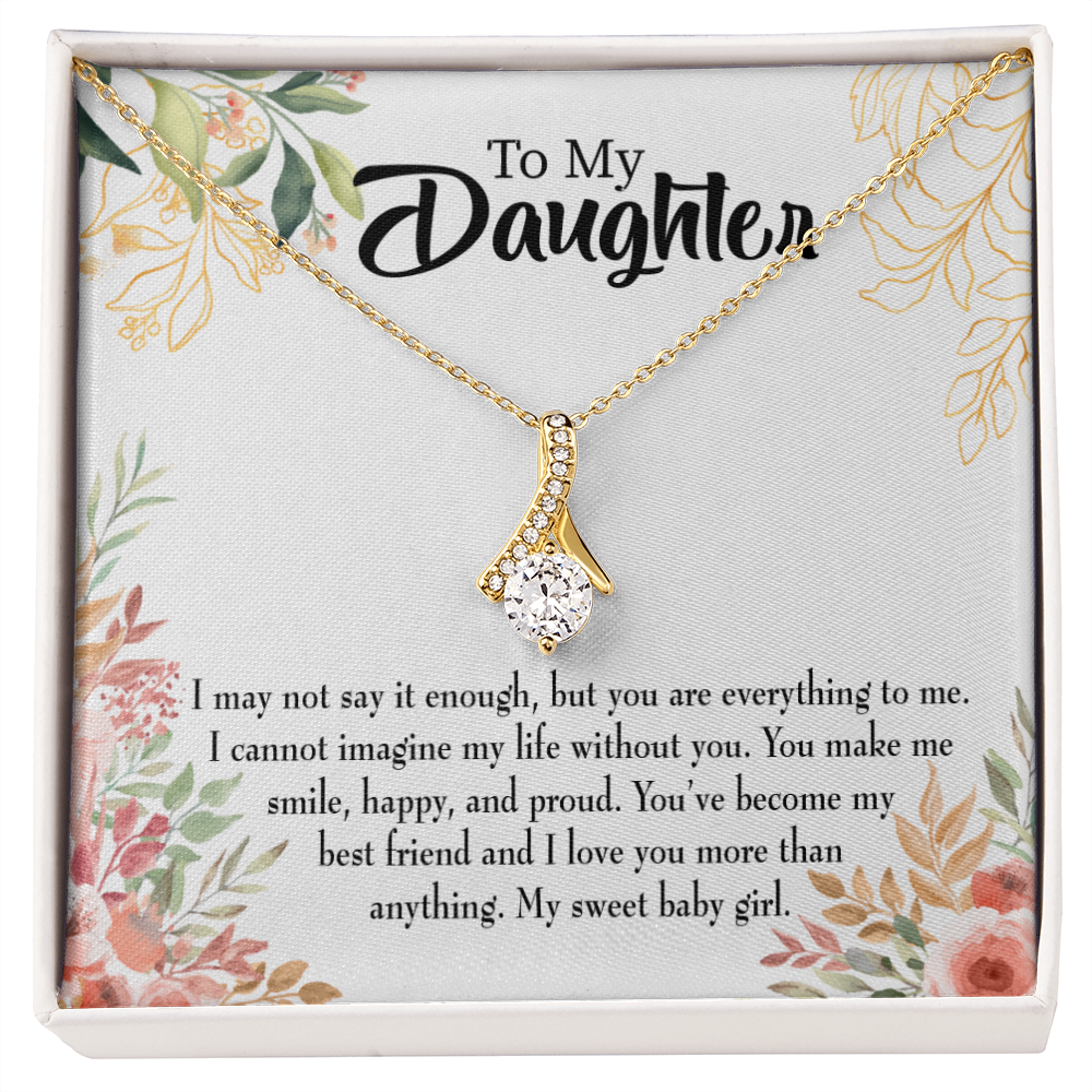 To My Daughter My Sweet Baby Girl Alluring Ribbon Necklace Message Card-Express Your Love Gifts