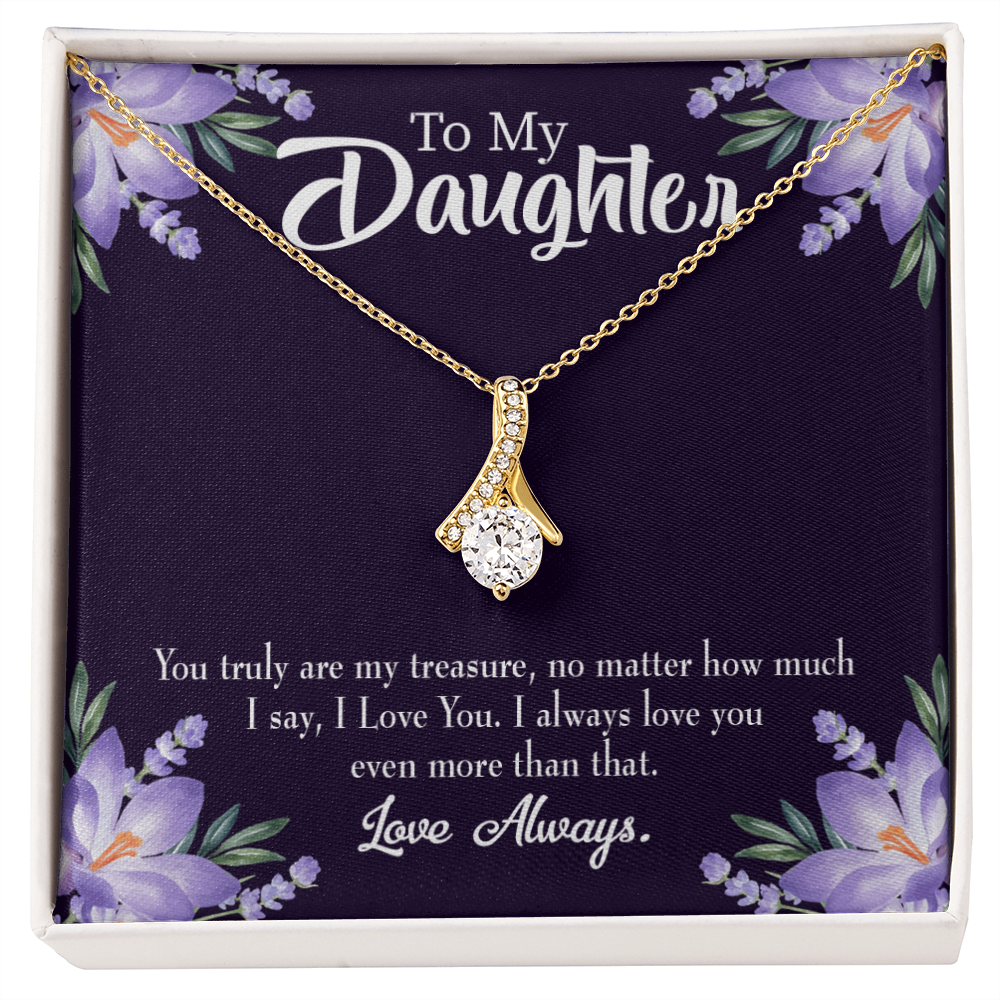 To My Daughter My Treasure Alluring Ribbon Necklace Message Card-Express Your Love Gifts