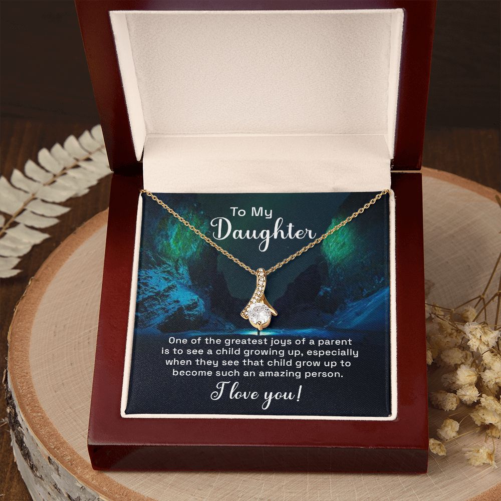 To My Daughter One of the Greatest Joys of a Parent Alluring Ribbon Necklace Message Card-Express Your Love Gifts