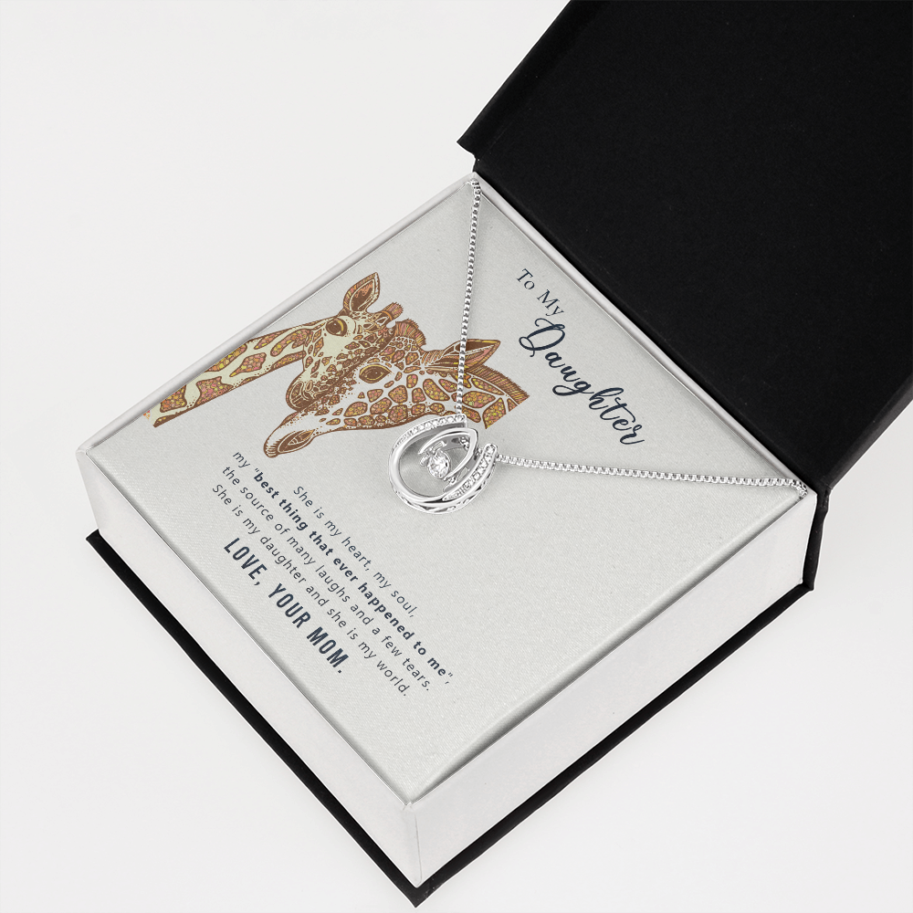 To my daughter-she is my heart Lucky Horseshoe Necklace Message Card 14k w CZ Crystals-Express Your Love Gifts