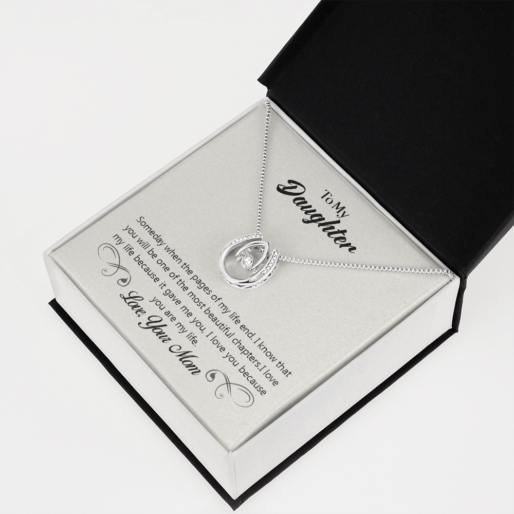 To My Daughter Someday When the Pages Lucky Horseshoe Necklace Message Card 14k w CZ Crystals-Express Your Love Gifts