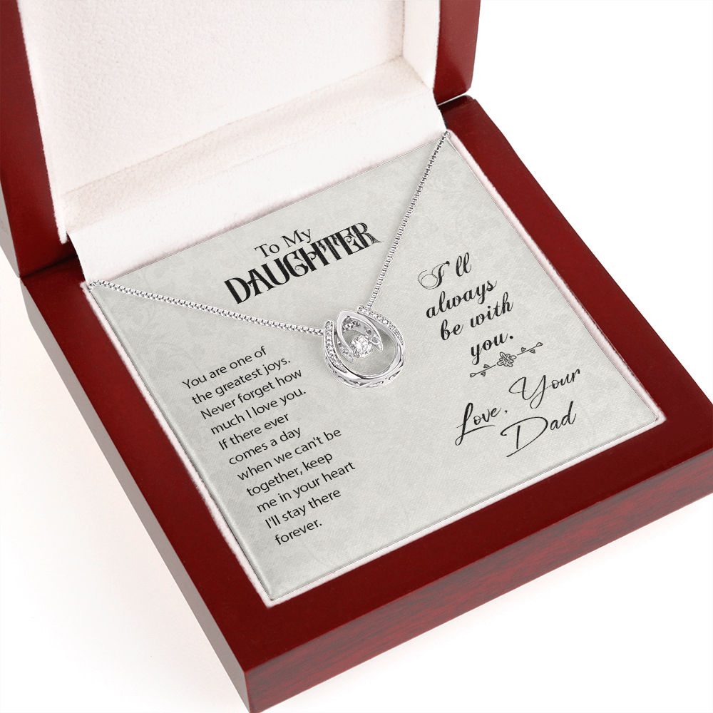 To My Daughter You Are One of the Lucky Horseshoe Necklace Message Card 14k w CZ Crystals-Express Your Love Gifts