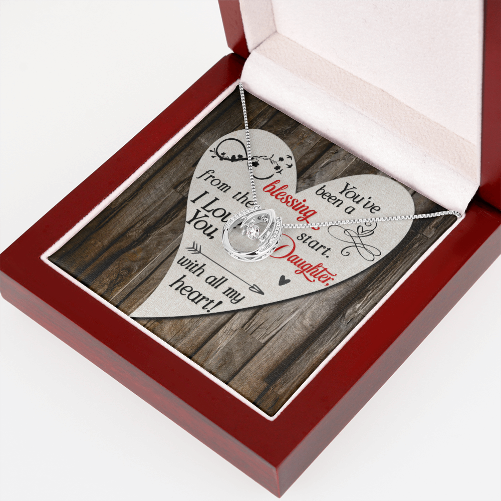 To My Daughter You’ve been a blessing Lucky Horseshoe Necklace Message Card 14k w CZ Crystals-Express Your Love Gifts