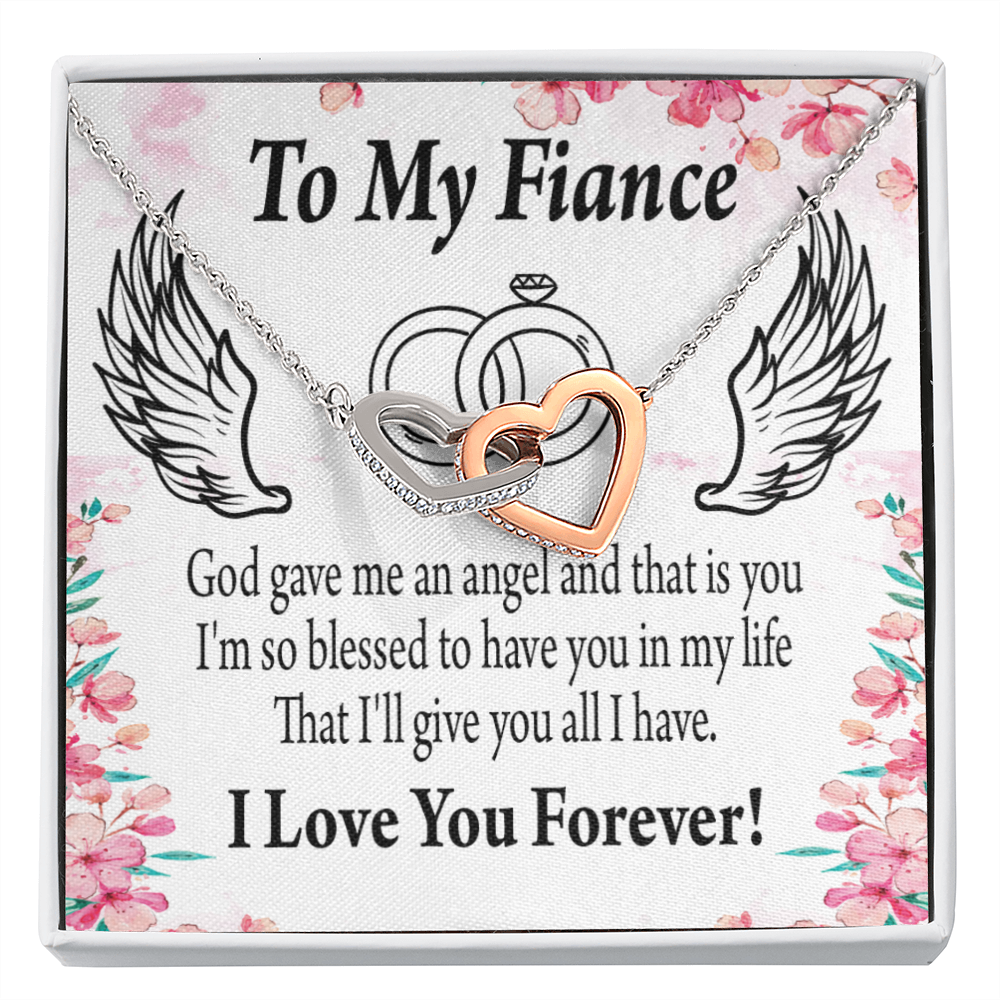 To My Fiancee God Gave me an Angel Inseparable Necklace-Express Your Love Gifts