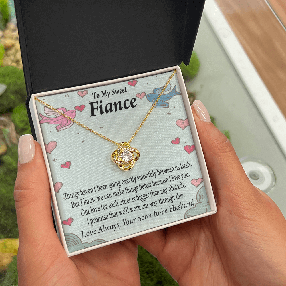 To My Fiancee Love Bigger Than Any Obstacle Infinity Knot Necklace Message Card-Express Your Love Gifts