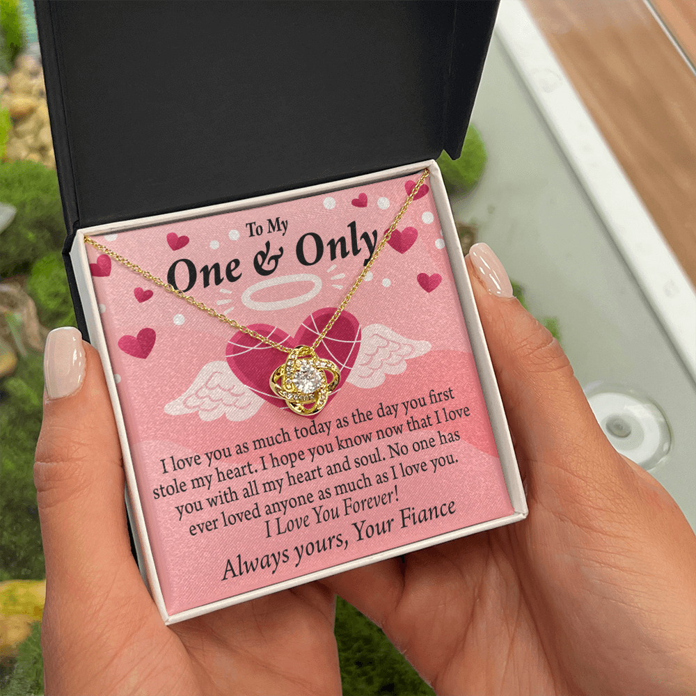 To My Fiancee Love You Infinity Knot Necklace Message Card-Express Your Love Gifts