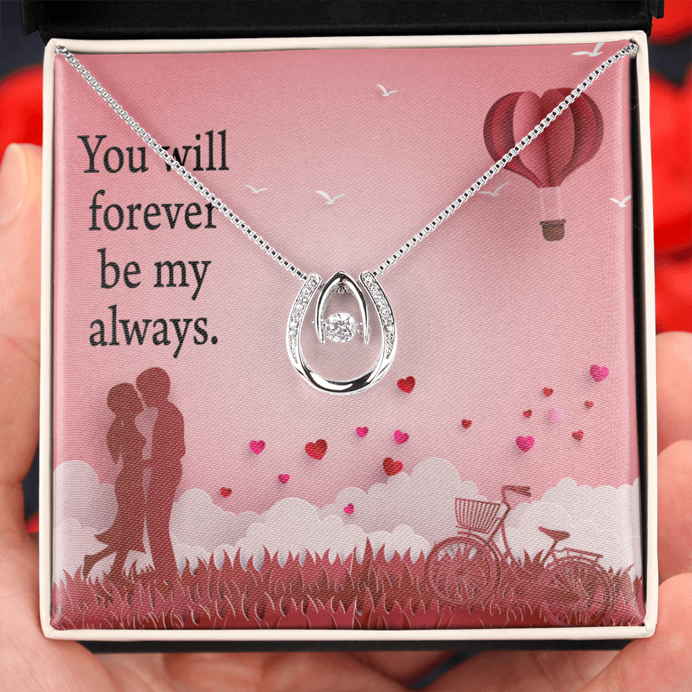 To My Future Wife Forever My Always Lucky Horseshoe Necklace Message Card 14k w CZ Crystals-Express Your Love Gifts