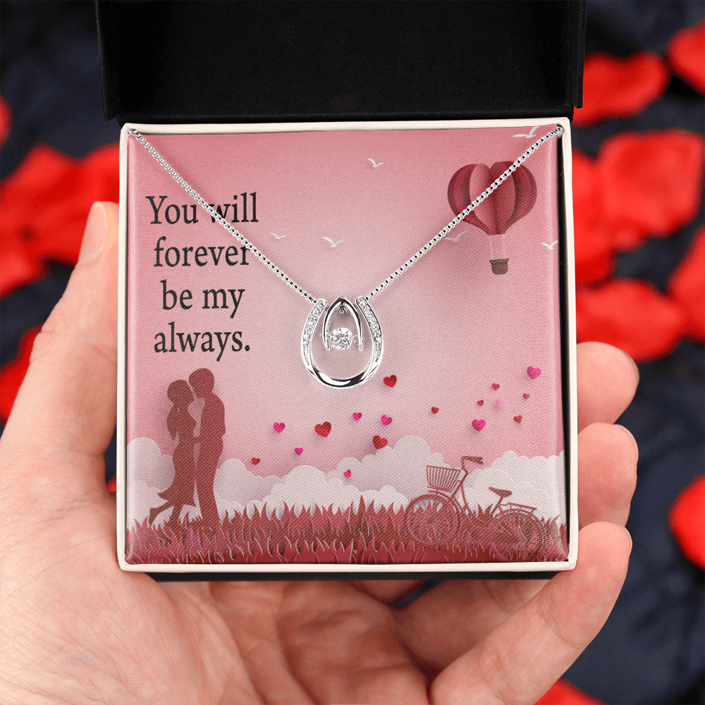 To My Future Wife Forever My Always Lucky Horseshoe Necklace Message Card 14k w CZ Crystals-Express Your Love Gifts