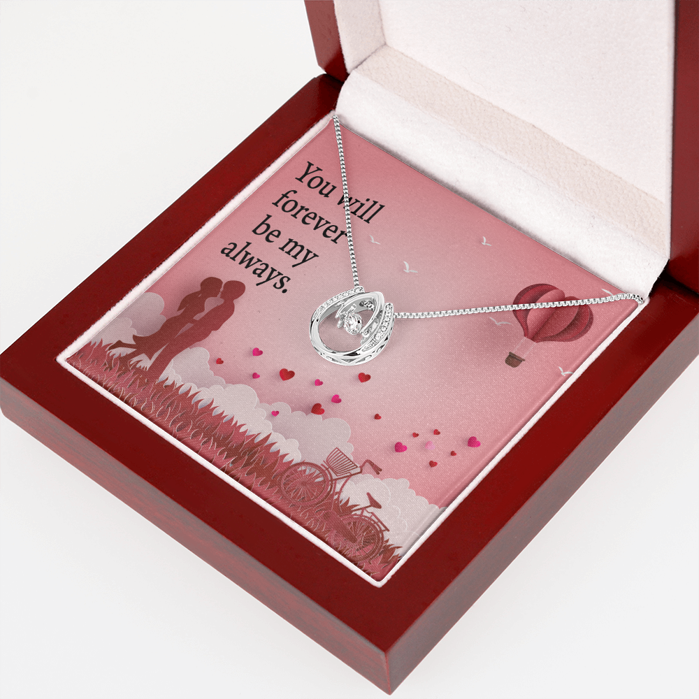 To My Future Wife Forever My Always Lucky Horseshoe Necklace Message Card 14k w CZ Crystals-Express Your Love Gifts