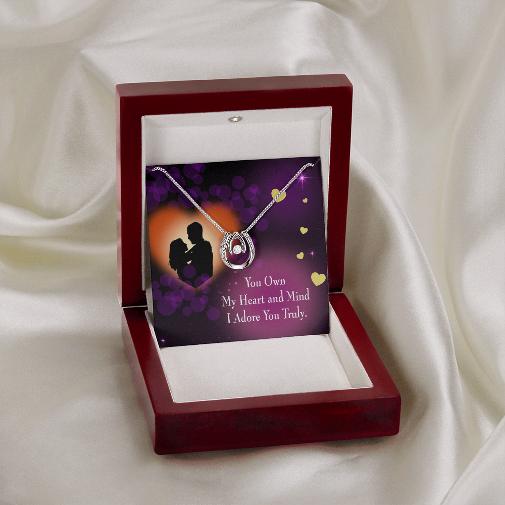 To My Girlfriend Adore You Lucky Horseshoe Necklace Message Card 14k w CZ Crystals-Express Your Love Gifts