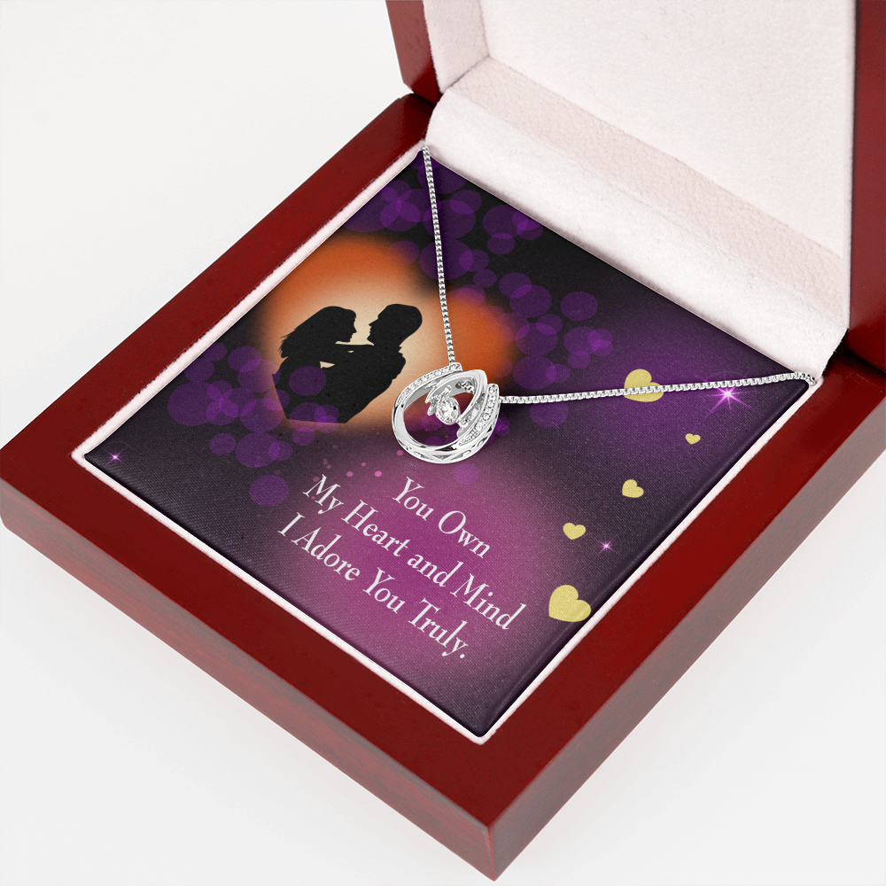 To My Girlfriend Adore You Lucky Horseshoe Necklace Message Card 14k w CZ Crystals-Express Your Love Gifts