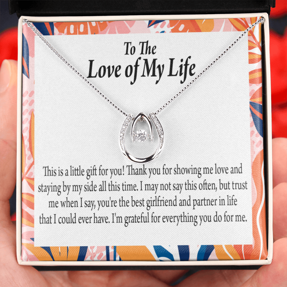 To My Girlfriend Best Girl Lucky Horseshoe Necklace Message Card 14k w CZ Crystals-Express Your Love Gifts