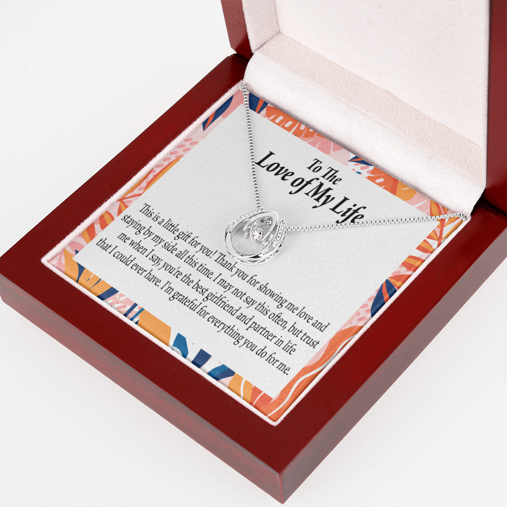 To My Girlfriend Best Girl Lucky Horseshoe Necklace Message Card 14k w CZ Crystals-Express Your Love Gifts