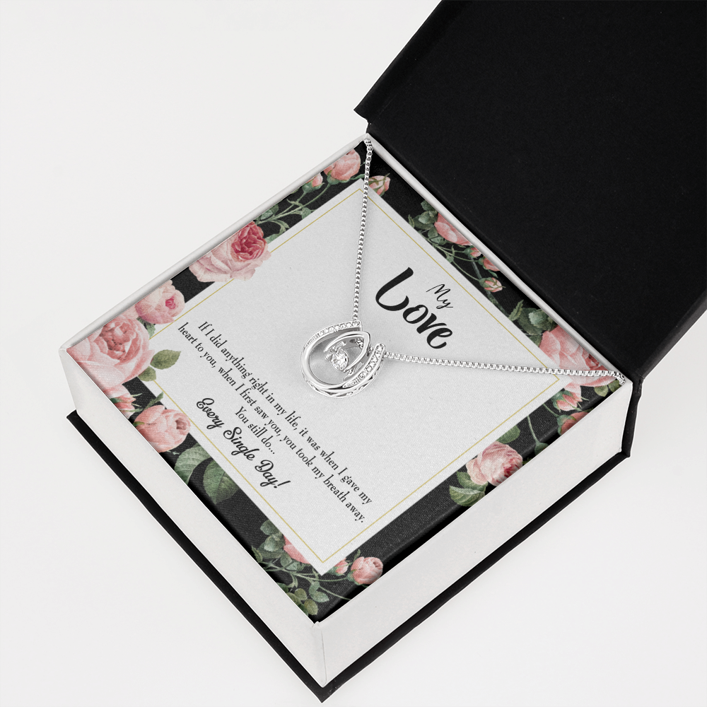 To My Girlfriend Every Single Day Lucky Horseshoe Necklace Message Card 14k w CZ Crystals-Express Your Love Gifts