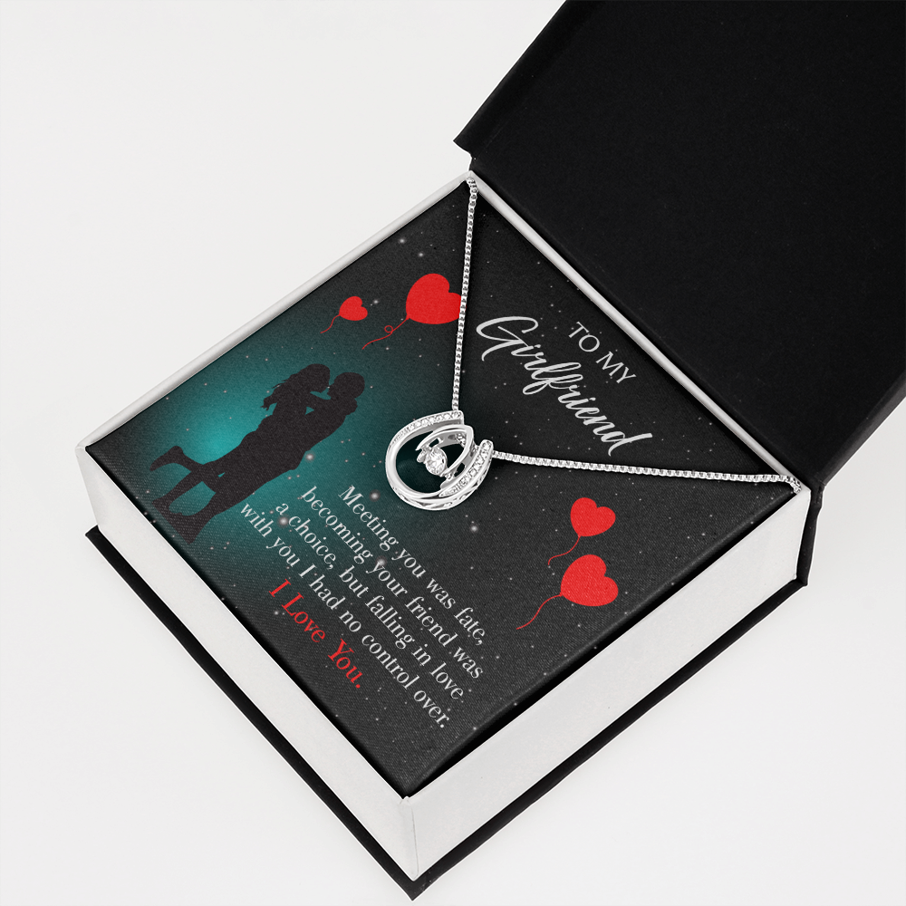 To My Girlfriend Fate Meeting Lucky Horseshoe Necklace Message Card 14k w CZ Crystals-Express Your Love Gifts