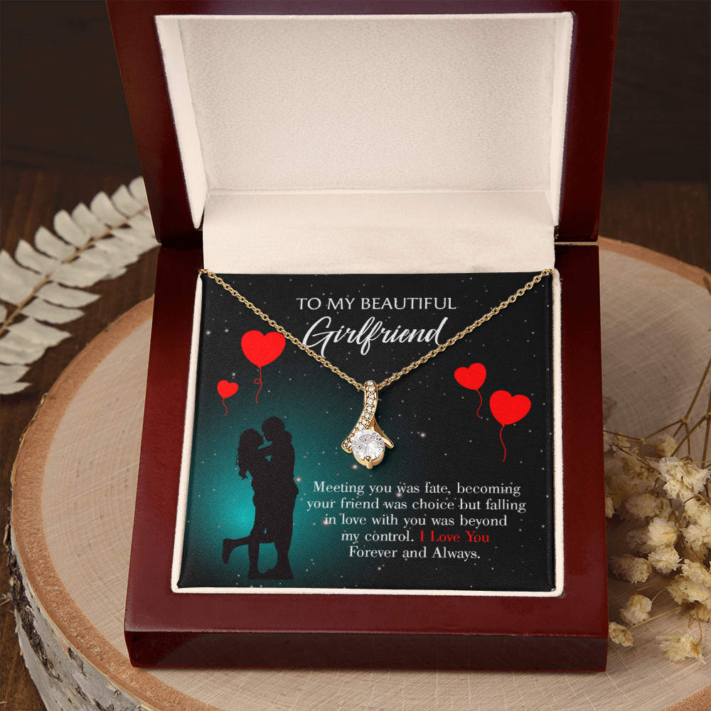 To My Girlfriend Forever and Always Alluring Ribbon Necklace Message Card-Express Your Love Gifts