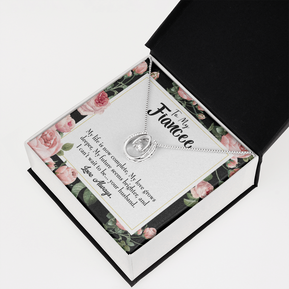 To My Girlfriend Future is Brighter Lucky Horseshoe Necklace Message Card 14k w CZ Crystals-Express Your Love Gifts