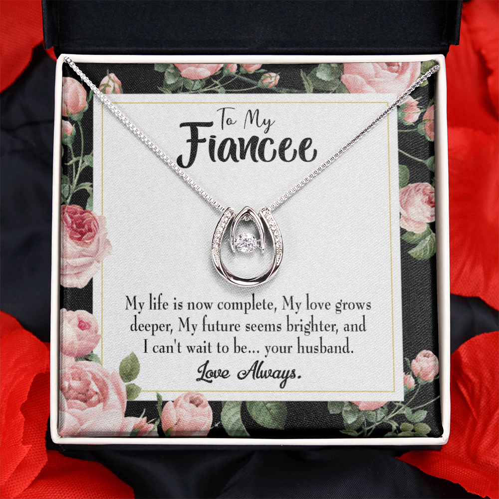 To My Girlfriend Future is Brighter Lucky Horseshoe Necklace Message Card 14k w CZ Crystals-Express Your Love Gifts