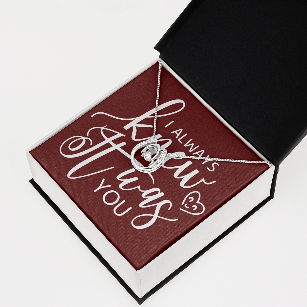 To My Girlfriend I Always Knew It Was You Lucky Horseshoe Necklace Message Card 14k w CZ Crystals-Express Your Love Gifts