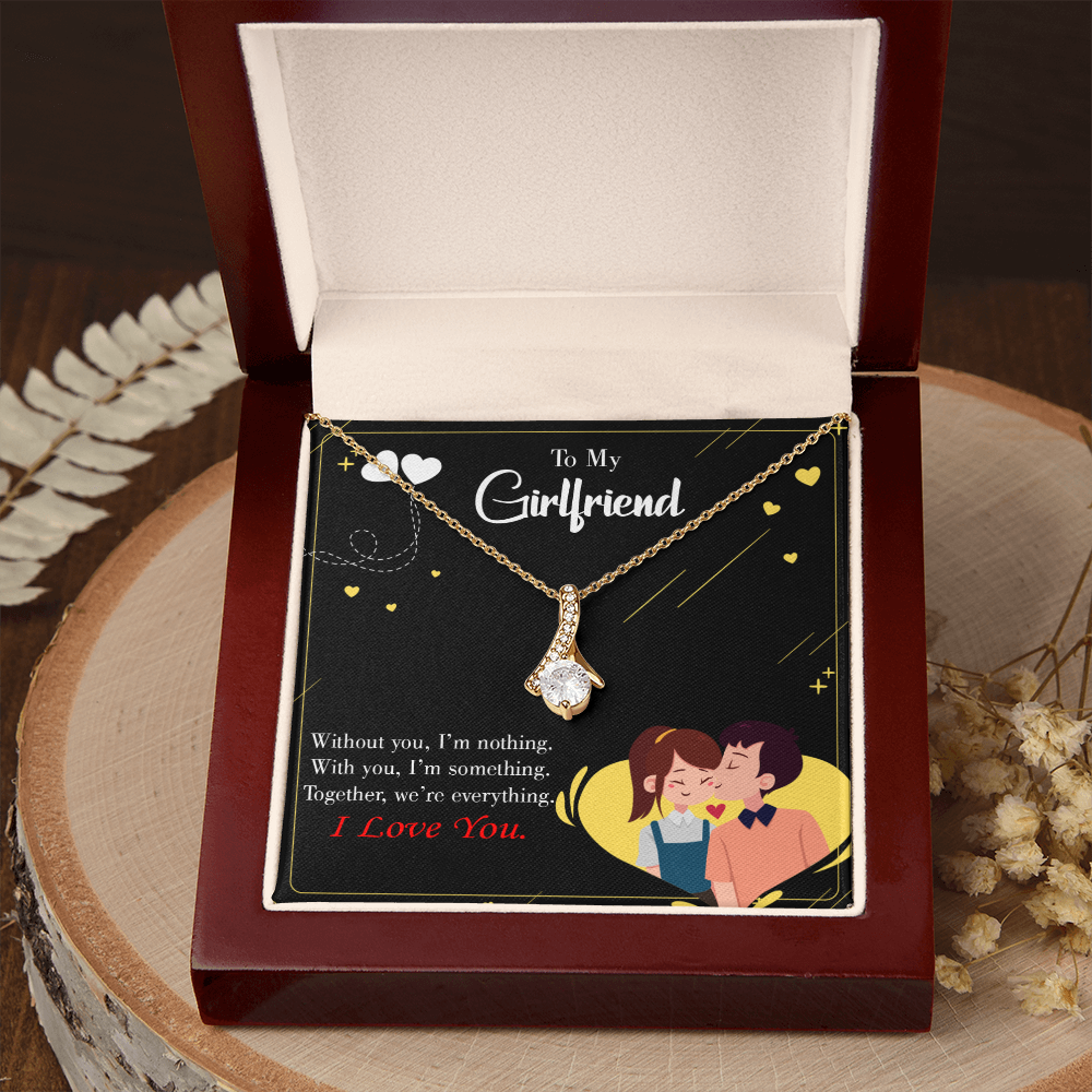 To My Girlfriend I am Nothing Alluring Ribbon Necklace Message Card-Express Your Love Gifts