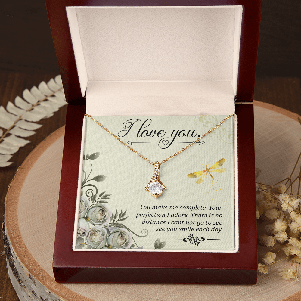 To My Girlfriend I love you Alluring Ribbon Necklace Message Card-Express Your Love Gifts