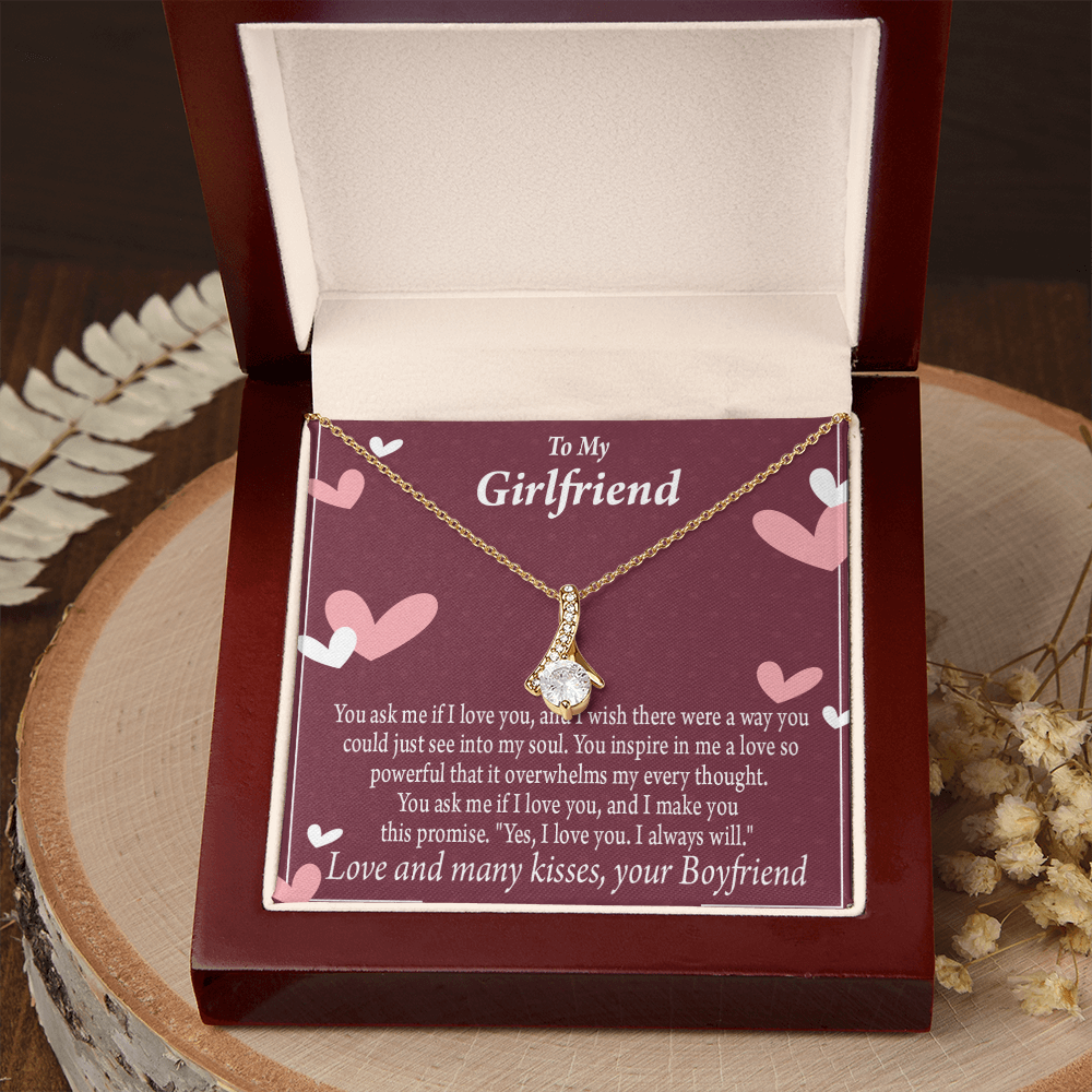 To My Girlfriend I Love You And I Always Will Alluring Ribbon Necklace Message Card-Express Your Love Gifts