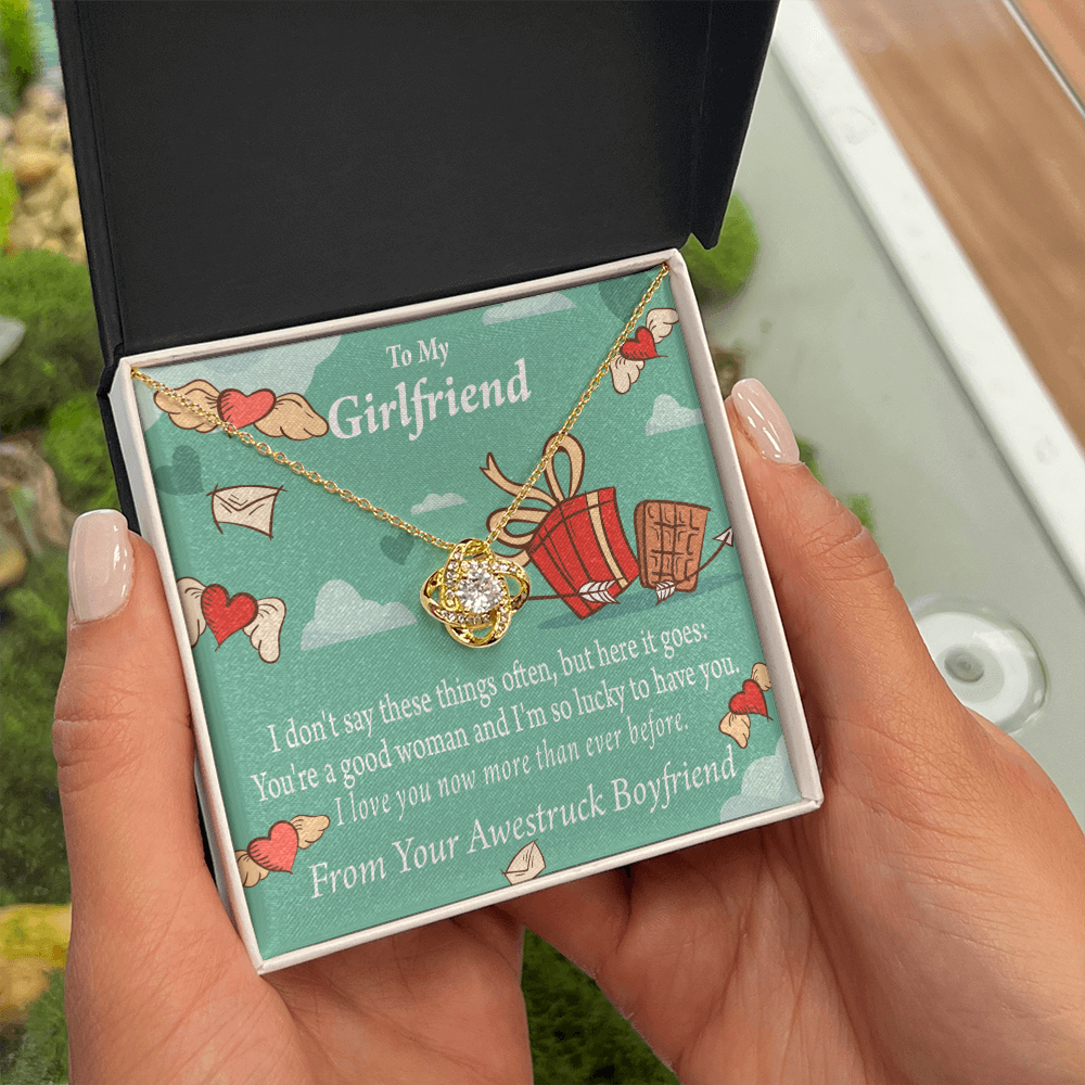 To My Girlfriend I Love You Now More Than Ever Infinity Knot Necklace Message Card-Express Your Love Gifts