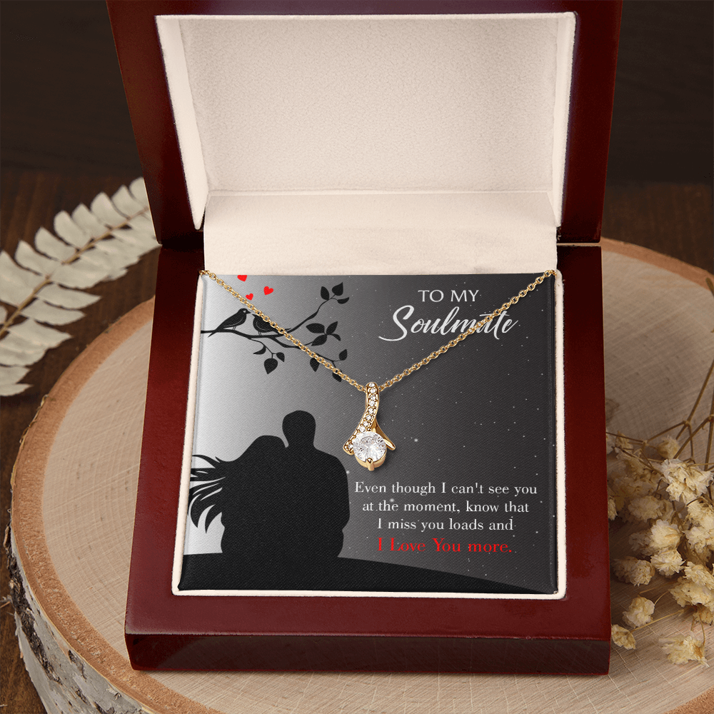 To My Girlfriend I Miss You Loads Alluring Ribbon Necklace Message Card-Express Your Love Gifts