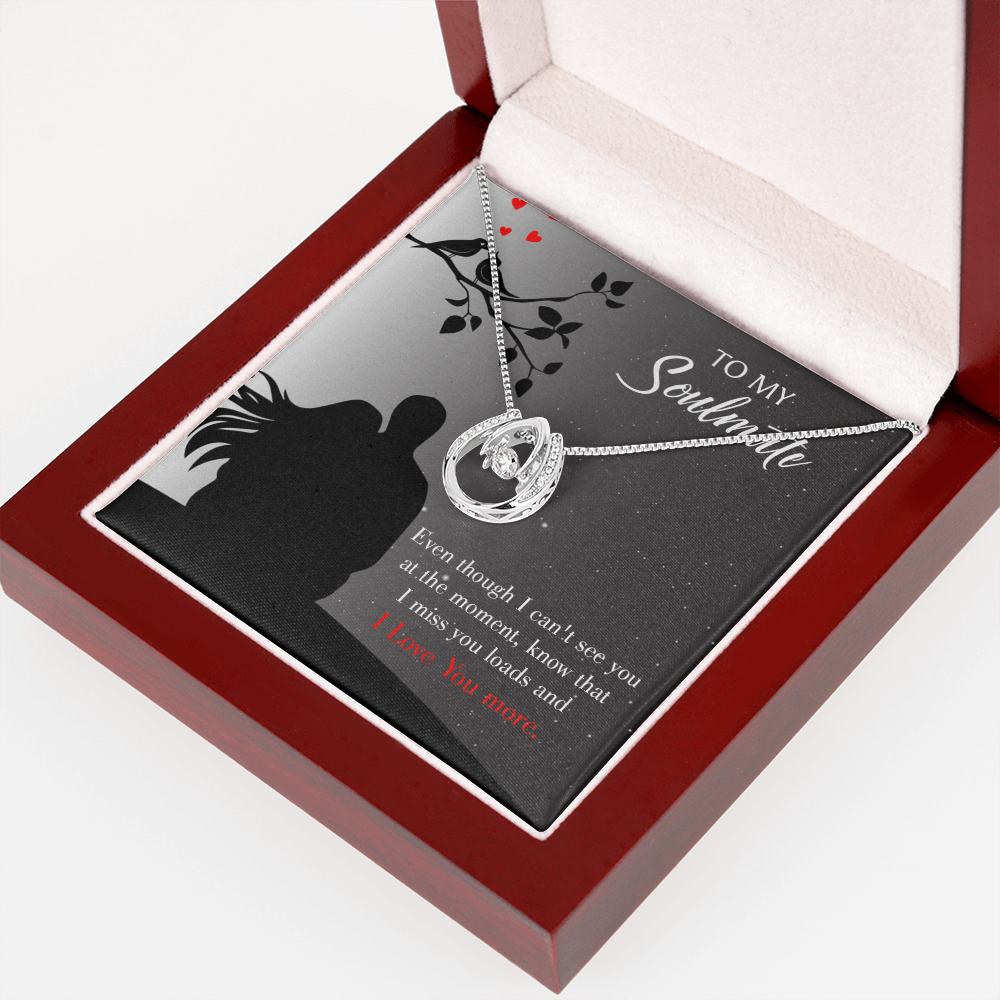 To My Girlfriend I Miss You Loads Lucky Horseshoe Necklace Message Card 14k w CZ Crystals-Express Your Love Gifts