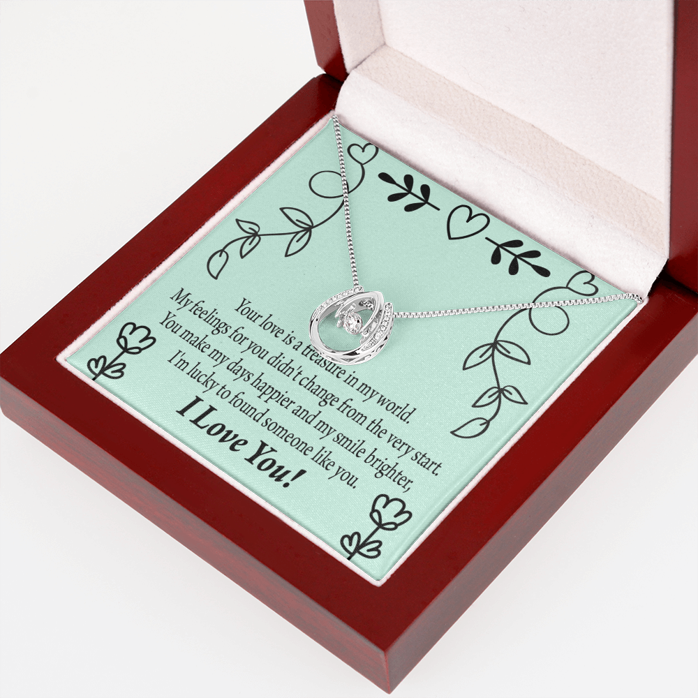 To My Girlfriend Lucky Lucky Horseshoe Necklace Message Card 14k w CZ Crystals-Express Your Love Gifts