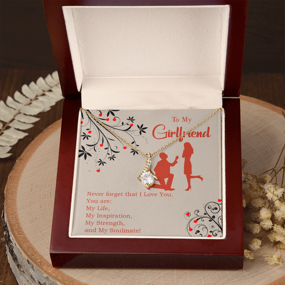 To My Girlfriend My Inspiration Alluring Ribbon Necklace Message Card-Express Your Love Gifts