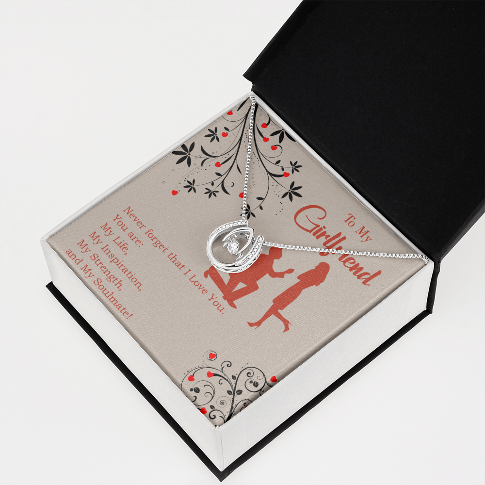 To My Girlfriend My Inspiration Lucky Horseshoe Necklace Message Card 14k w CZ Crystals-Express Your Love Gifts