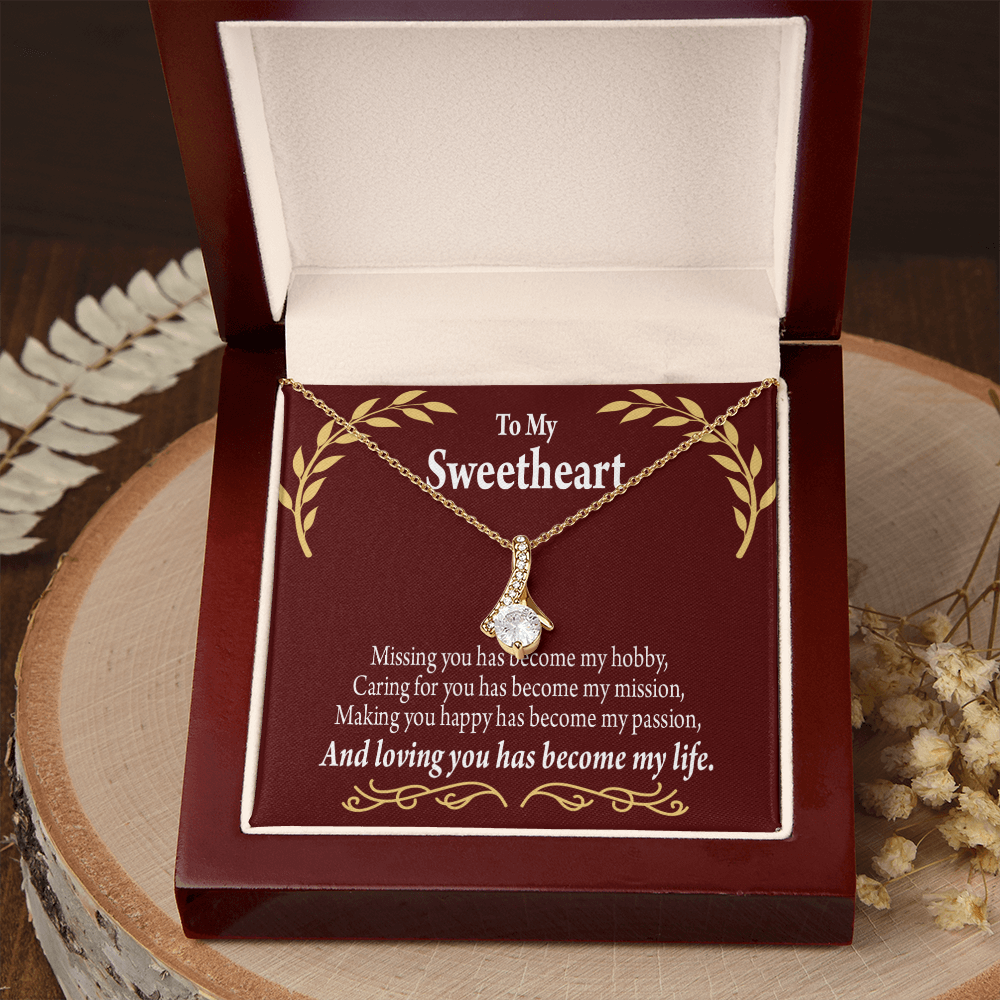 To My Girlfriend My Passion Alluring Ribbon Necklace Message Card-Express Your Love Gifts
