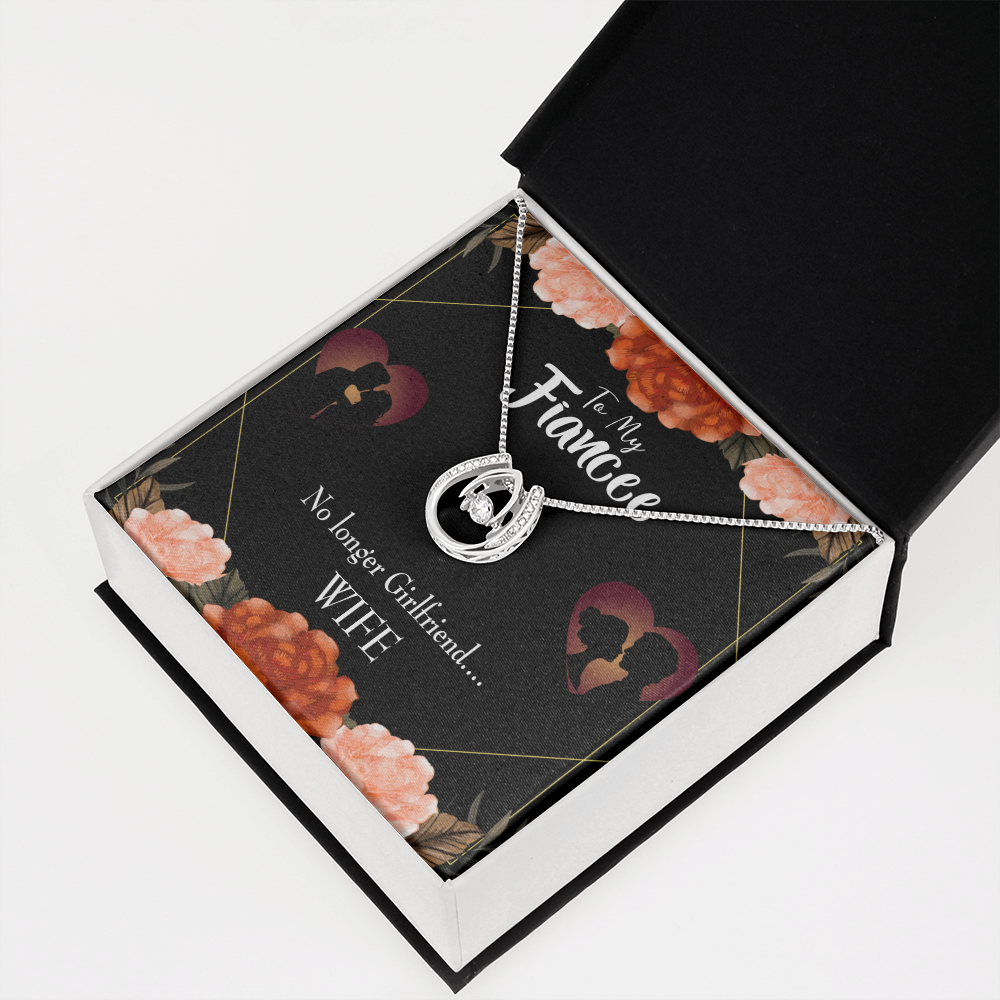 To My Girlfriend No Longer Lucky Horseshoe Necklace Message Card 14k w CZ Crystals-Express Your Love Gifts