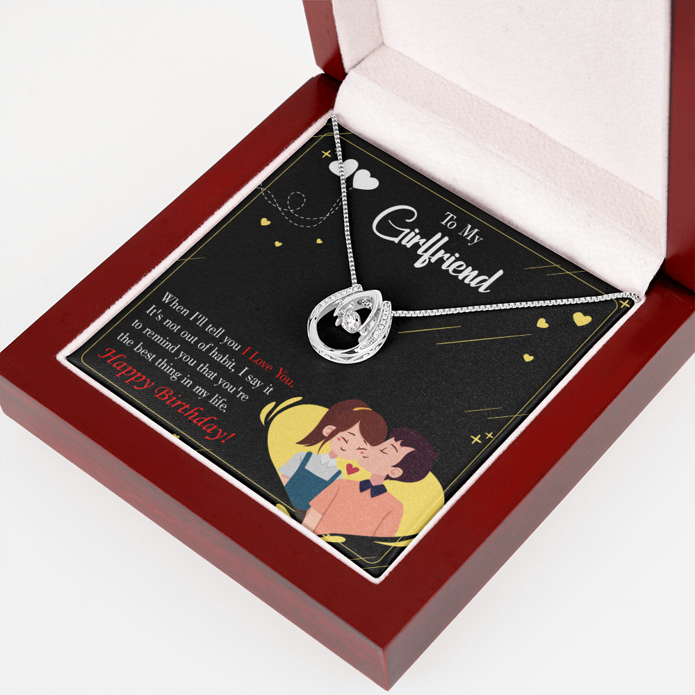 To My Girlfriend Not Out of Habit Lucky Horseshoe Necklace Message Card 14k w CZ Crystals-Express Your Love Gifts