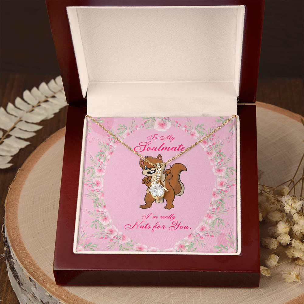 To My Girlfriend Nuts For You Alluring Ribbon Necklace Message Card-Express Your Love Gifts