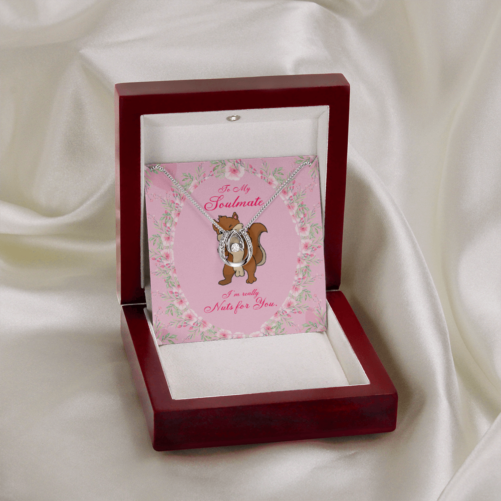 To My Girlfriend Nuts For You Lucky Horseshoe Necklace Message Card 14k w CZ Crystals-Express Your Love Gifts