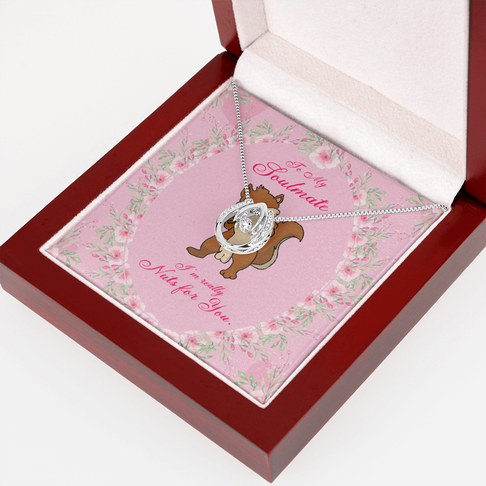 To My Girlfriend Nuts For You Lucky Horseshoe Necklace Message Card 14k w CZ Crystals-Express Your Love Gifts