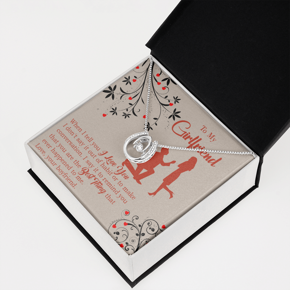 To My Girlfriend Out of Habit Lucky Horseshoe Necklace Message Card 14k w CZ Crystals-Express Your Love Gifts