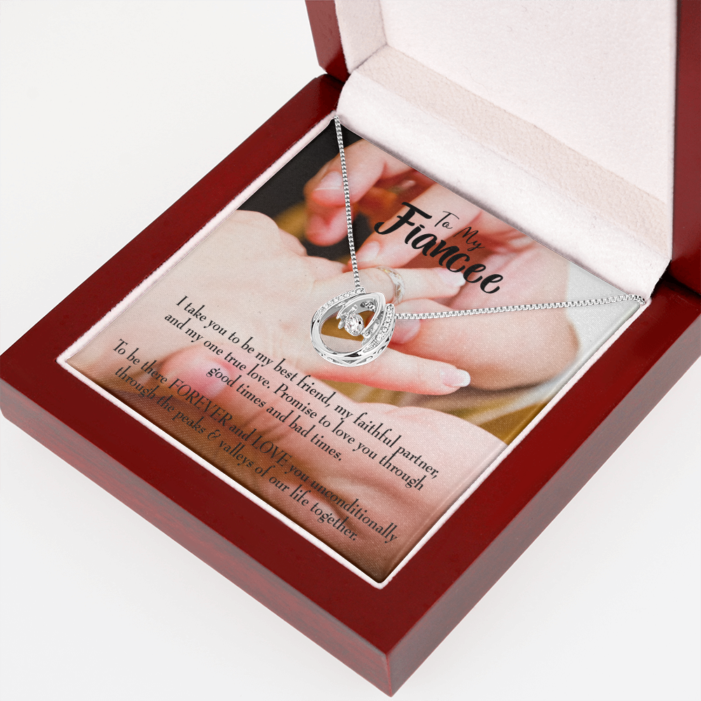 To My Girlfriend Promise to Fiancee Lucky Horseshoe Necklace Message Card 14k w CZ Crystals-Express Your Love Gifts
