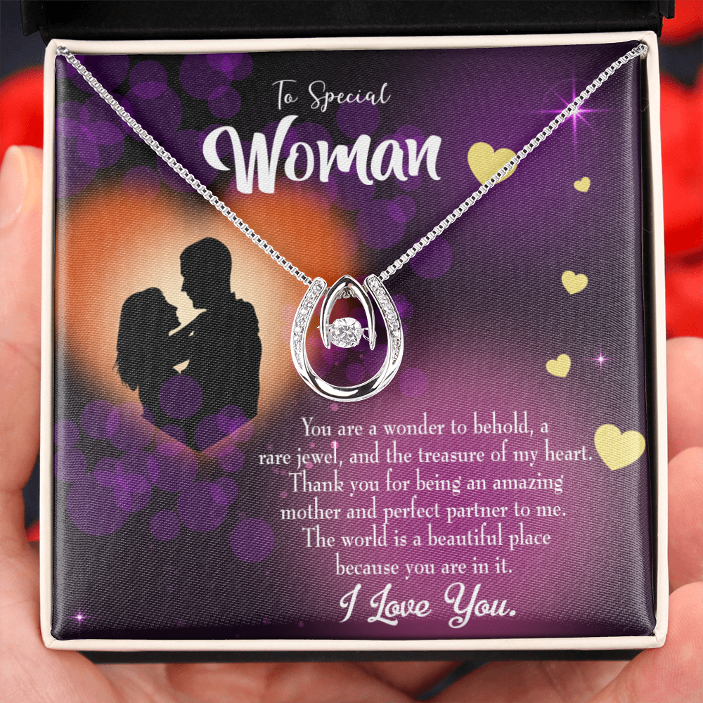 To My Girlfriend RAre Jewel Lucky Horseshoe Necklace Message Card 14k w CZ Crystals-Express Your Love Gifts