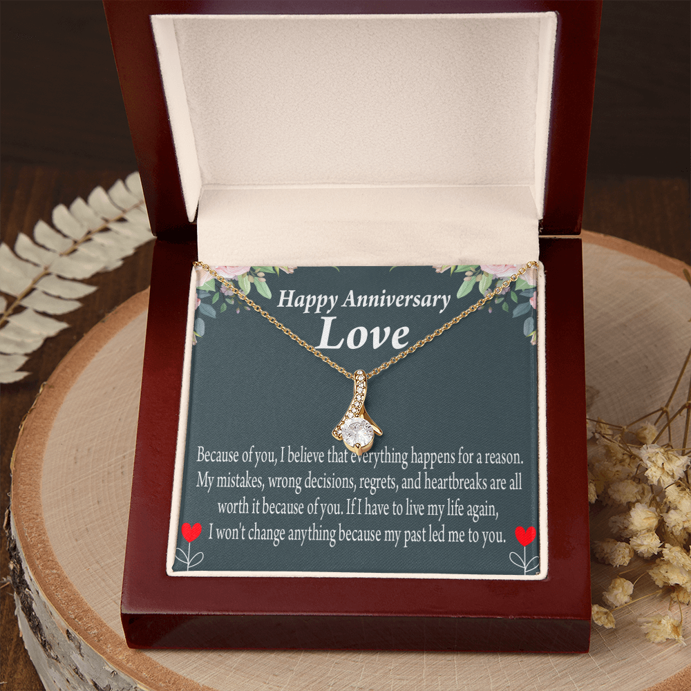 To My Girlfriend Reason For Everything Alluring Ribbon Necklace Message Card-Express Your Love Gifts