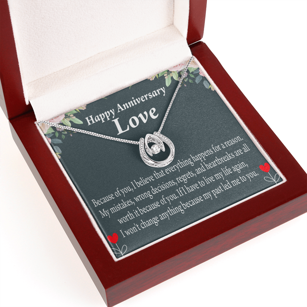 To My Girlfriend Reason For Everything Lucky Horseshoe Necklace Message Card 14k w CZ Crystals-Express Your Love Gifts