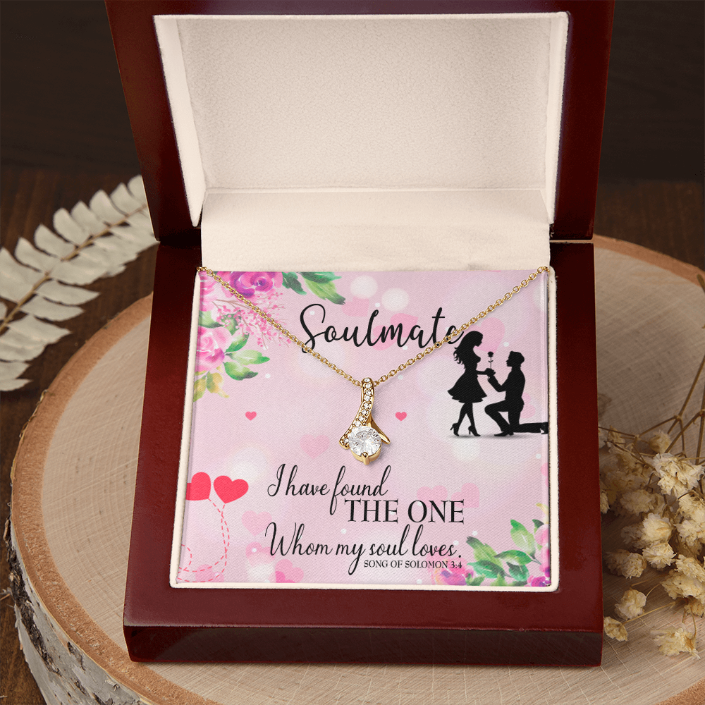 To My Girlfriend SoulMate Alluring Ribbon Necklace Message Card-Express Your Love Gifts
